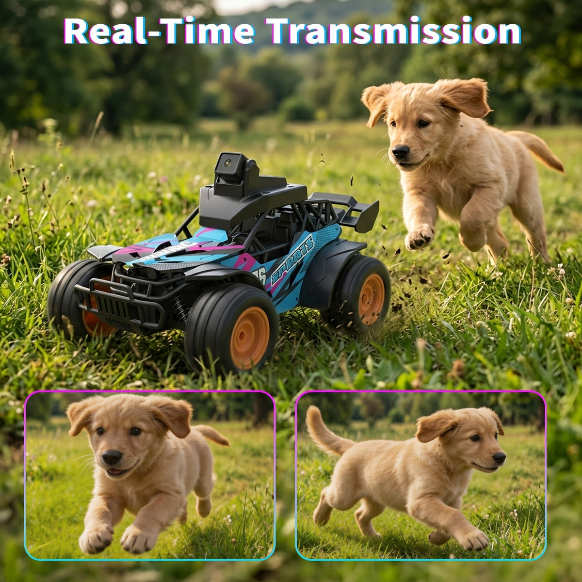 RC Car with FPV Camera LCD Screen Remote Control 60° Adjustable Camera Off-Road RC Truck 2 Speed Modes Rechargeable for Adults Beginners