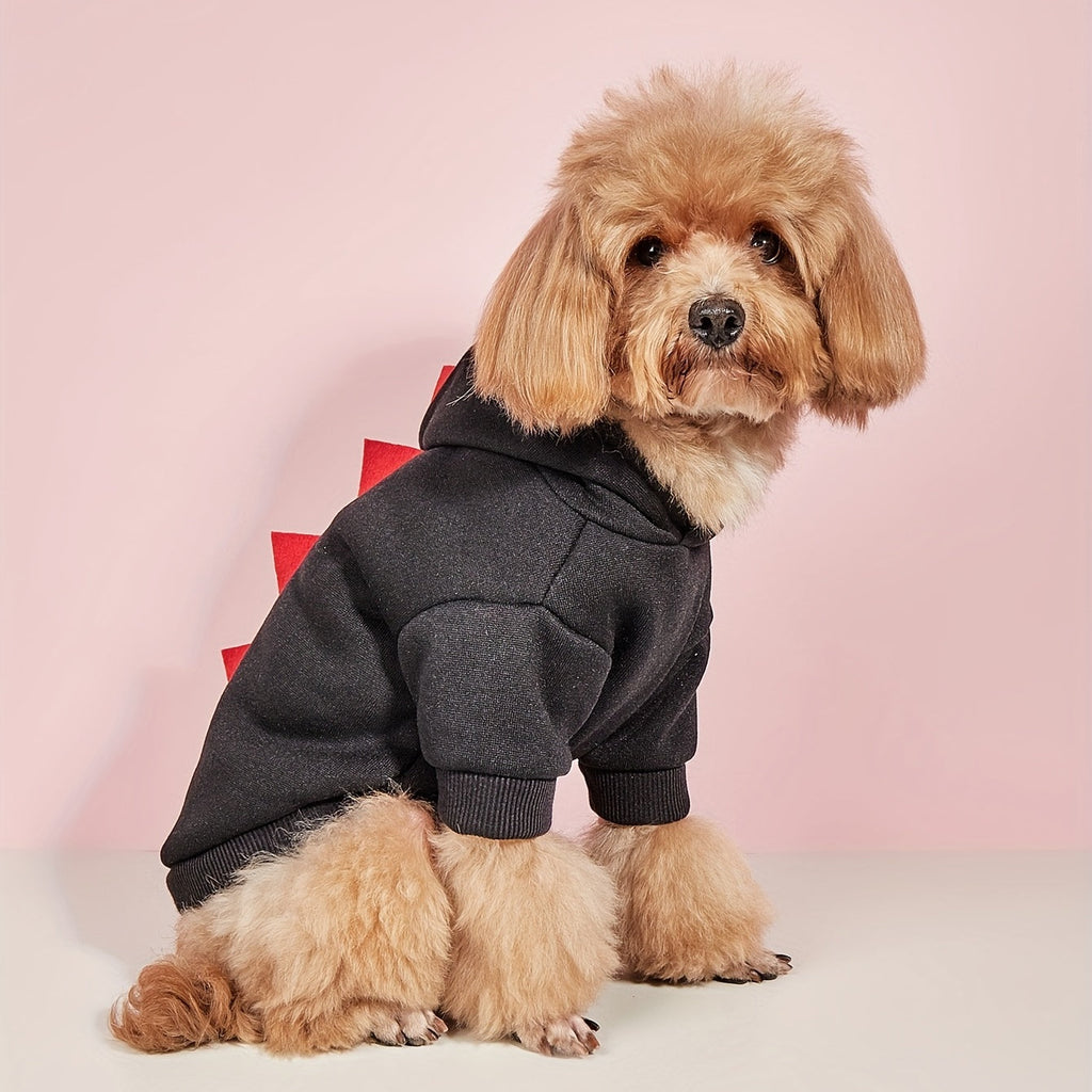 Dinosaur Dog Costume Sweatshirt for Cats and Dogs - Funny Pet Transformation Hoodie with Dino Spike Design, Soft Warm Halloween Cosplay Outfit for Small Medium Pets