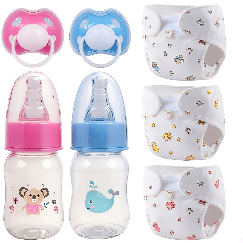 Reborn Doll Feeding Accessories Set with Diaper Bottle & Pacifier, Lifelike Baby Doll Care Toy Kit for Girls, Compatible with Reborn Dolls & Baby Dolls, Best Birthday Holiday Gift for Kids