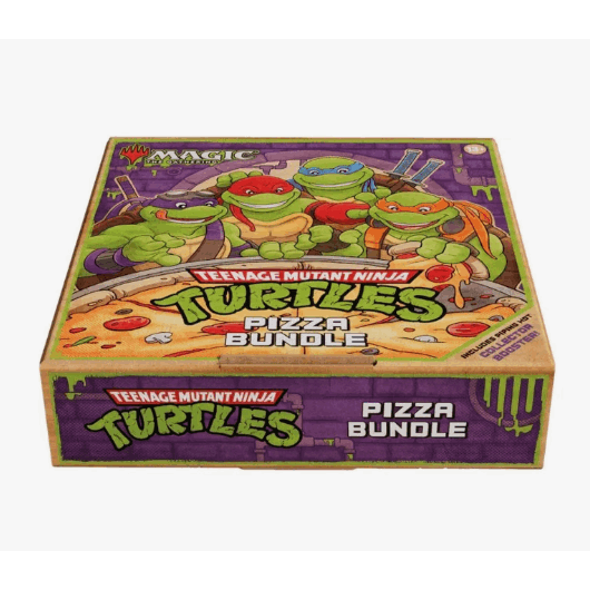 Magic: The Gathering Teenage Mutant Ninja Turtles Pizza Bundle - 9 Play Boosters, Collector Booster, 30 Full-Art Pizza Lands, Exclusive Foil Promo Cards, Spindown Life Counter | MTG TMNT Gift Set