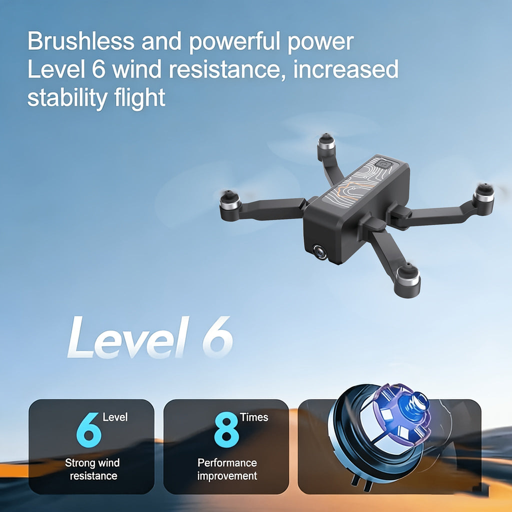 H5 Mini Drone with 4K HD Camera Brushless Motor Anti-Shake Gimbal 3 Batteries Carrying Case One-Button Takeoff Obstacle Avoidance Orbit Flight Windproof Stable RC Drone for Adults Beginners