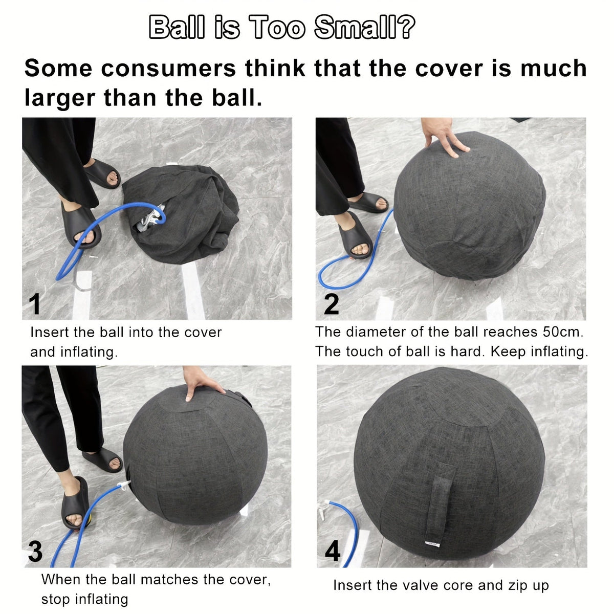 Exercise Ball Chair 65cm with Fabric Cover Anti-Burst Yoga Ball Seat for Home Office Desk Pilates Core Training Pregnancy Birthing Ball – Improves Posture & Relieves Back Pain, Grey & Black