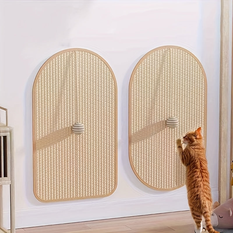 Sisal Cat Scratching Pad Durable Sofa-Safe Scratch Board with Interactive Toy for Cats – Natural Sisal Cat Scratch Mat for Indoor Cats to Protect Furniture Couch and Carpet