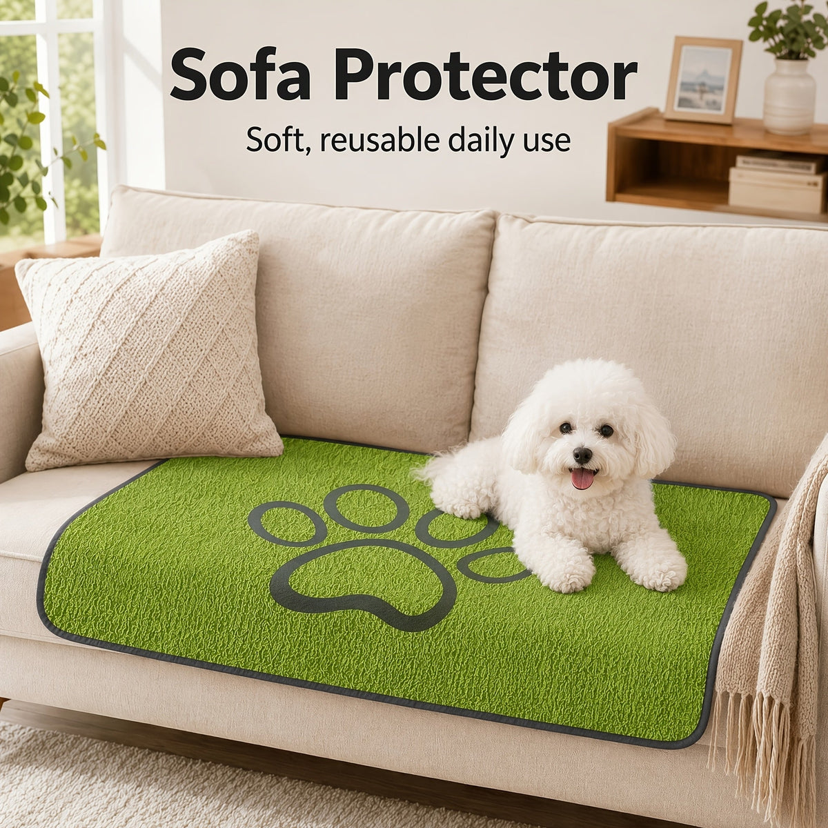 Washable Dog Pee Pad Reusable Non-Slip Training Mat - Super Absorbent Polyester Puppy Pad for Crate Sofa & Floor, Tear-Resistant Machine Washable Puppy Training Pads for Small Medium Dogs, S & L Sizes