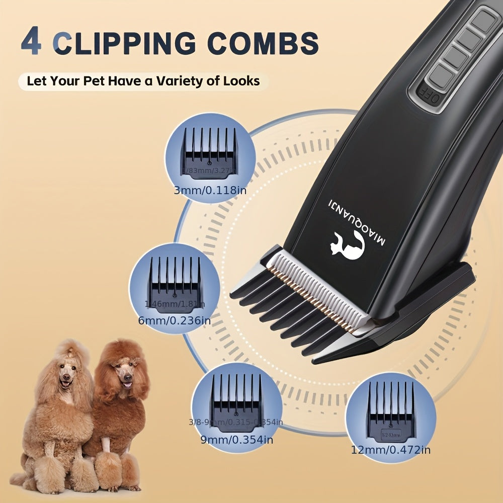Professional Pet Grooming Clipper USB Rechargeable Cordless Low-Noise Electric Dog Cat Hair Trimmer for All Breeds Home Salon Use Black Blue