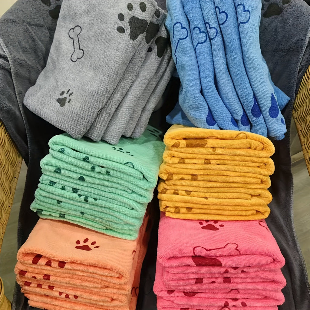 2-Pack Super Absorbent Microfiber Pet Towels for Dogs & Cats – Extra Large 20x40 Inch Quick-Dry Bath Towels with Cute Paw Print Design, Soft Post-Bath Drying Towel Set for Puppies and Kittens