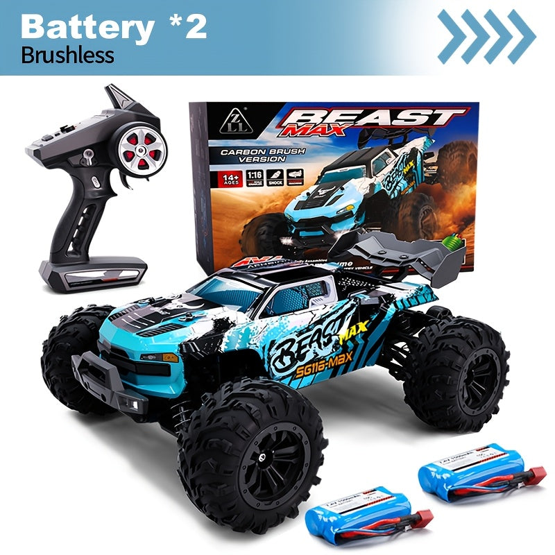 Brushless 4WD RC Off-Road Car 80KM/H High Speed - Dual Battery Edition, Advanced Suspension, All-Terrain Performance, Professional Grade Remote Control Car for Adults - Blue