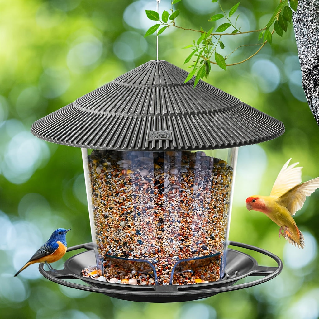 Minimalist Outdoor Hanging Bird Feeder – Automatic Hummingbird Feeder for Garden & Wild Birds, Large Capacity Option, Brown Green Grey, Decorative Hanging Birdhouse for Backyard Patio Balcony