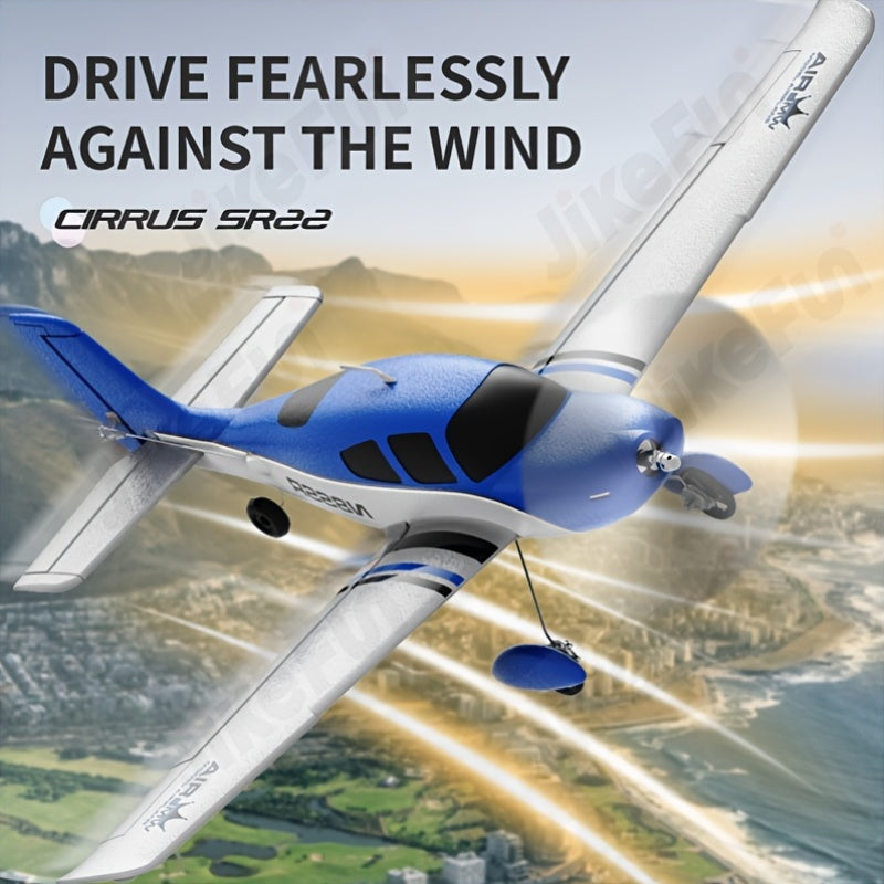 RC Airplane for Adults Kids QIDI-580 SR22 4-Channel Remote Control Plane Brushless Motor 28-30 Min Flight Time Auto-Balance Roll Yaw Light Show Green Blue Beginner Friendly Outdoor Toy Gift