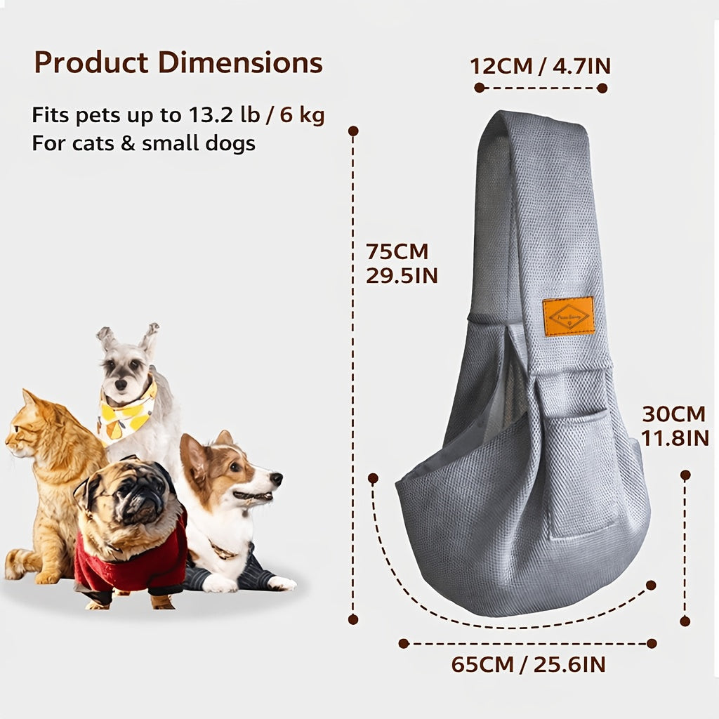 Breathable Mesh Pet Sling Carrier - Hands-Free Front Carry Bag with Safety Buckle for Small Dogs & Cats, Comfortable Adjustable Pet Sling for Walks, Travel & Outdoor Adventures, 4 Colors