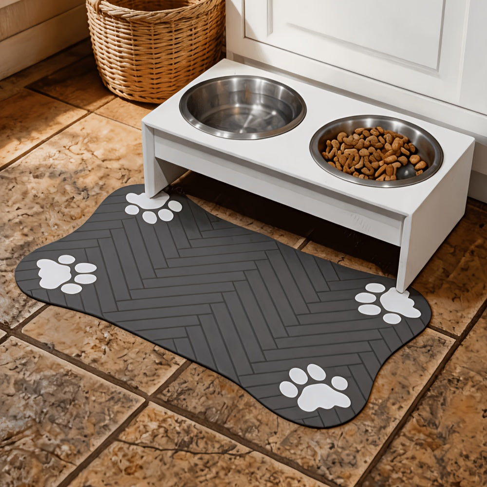 Pet Feeding Mat Non-Slip Absorbent Placemat for Cats and Dogs - Waterproof Irregular Shape Food Mat, Soft Washable Floor Mat Doubles as Sleeping Pad