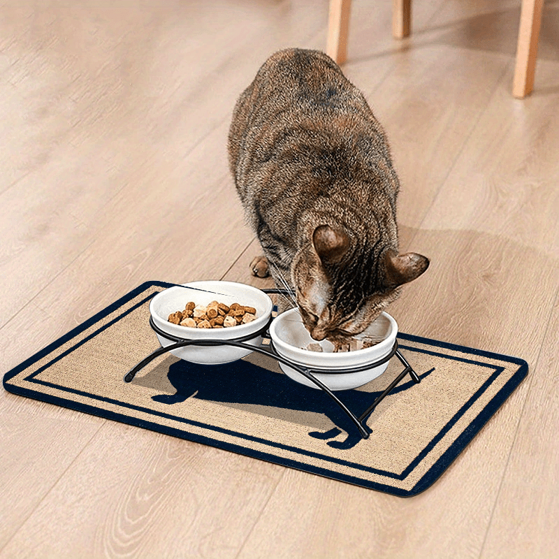 Diatomaceous Earth Dog Feeding Mat with Dachshund Silhouette – Splash-Proof Non-Slip Pet Bowl Mat, Fast-Drying & Easy to Clean, Indoor Dog Food Mat – Perfect Gift for Dog Lovers, 4 Sizes Available