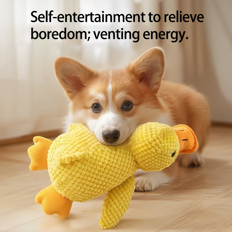 Plush Squeaky Duck Dog Toy for Dogs - Durable Soft Chewable Noise-Making Sleeping Duck Stuffed Animal Toy for Stress Relief, Anxiety & Boredom, Cute Dog Gift for Small Medium Large Dogs, S/M/L