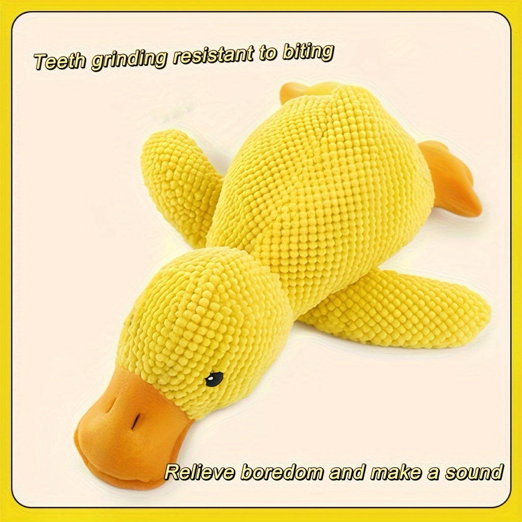 Heavy Duty Plush Duck Dog Chew Toy with Squeaker - Durable Chew-Proof Interactive Toy for Puppies & Adult Dogs, Safe for Aggressive Chewers, Teeth Cleaning, No Batteries Needed