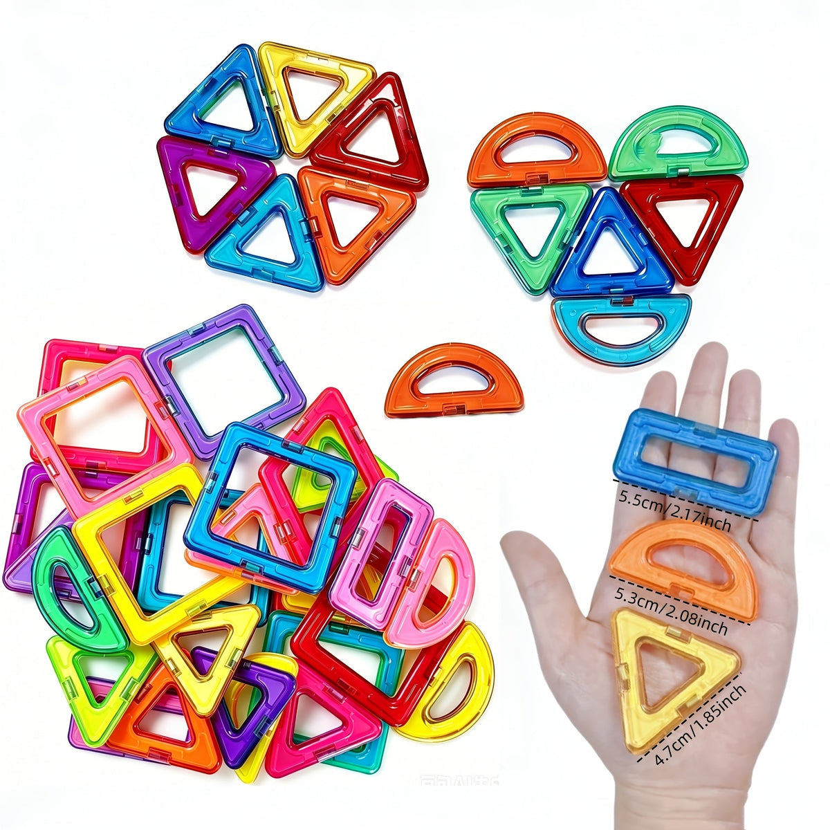 30-Piece Magnetic Building Blocks Set for Kids – Large Colorful DIY Stacking Tiles, STEM Educational Toy, Shapes & Colors Learning, Birthday Christmas Gift for Toddlers