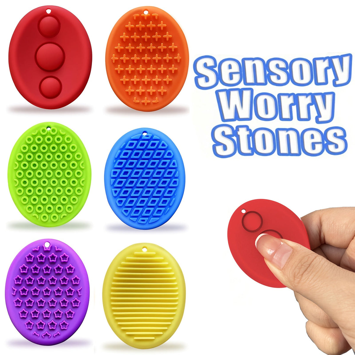 Textured Soft Worry Stones Fidget Toys 6/12 Pack Sensory Calming Tool for Autism ADHD Anxiety Relief Students Kids Classroom Prizes Stress Toys Bulk Pack