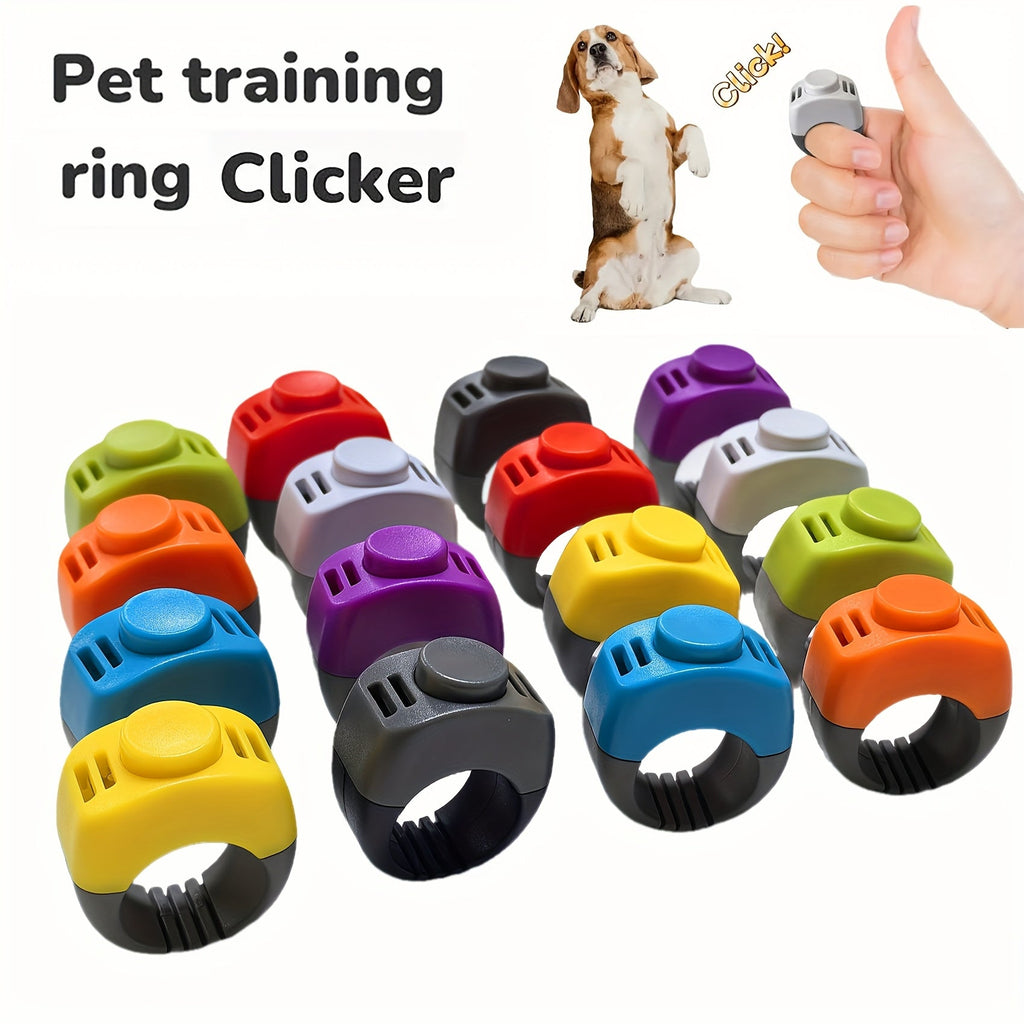Ring Clicker for Dog Training - Hands-Free Finger Ring Design Pet Training Clicker for Dogs, Cats, Birds, Horses & Rabbits - No Battery, Adjustable Fit, Fashionable Colors