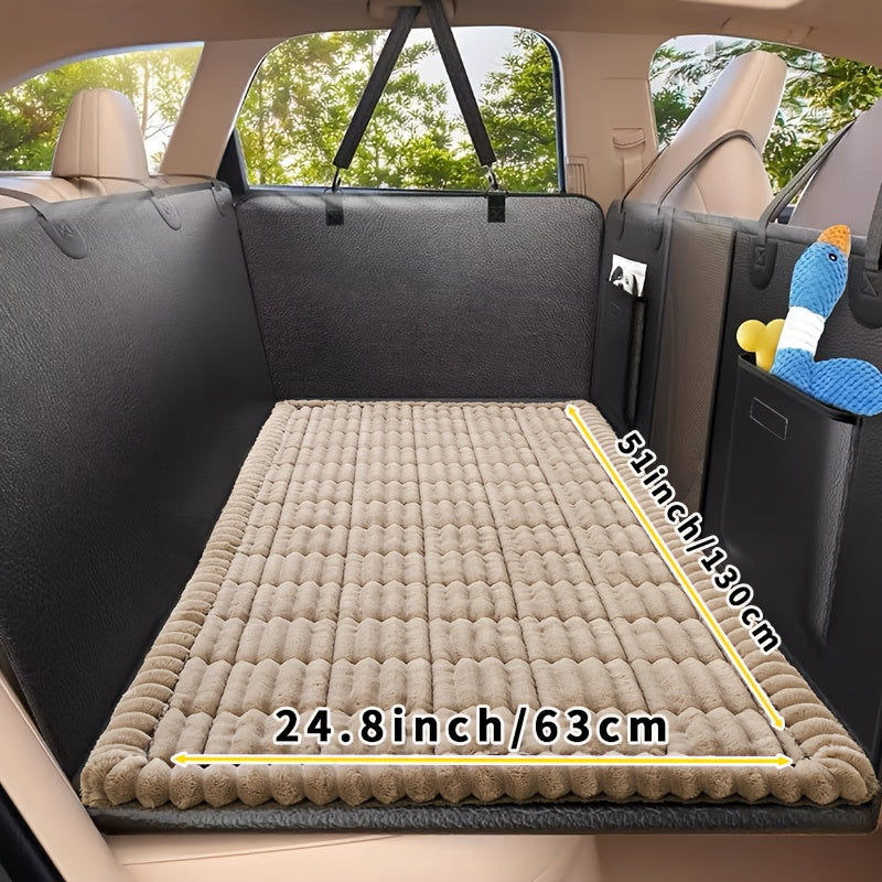 Non-Slip Dog Car Seat Cover Mat – Heavy-Duty Polyester Pet Seat Protector with Rear Extension for SUV, Sedan & Truck, Easy-Clean Floor Liner for All Dog Sizes