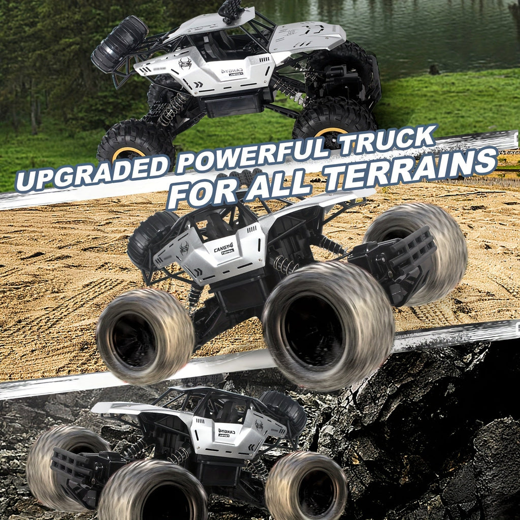 1:12 Scale RC Monster Truck with Metal Casing & LED Headlights – 2.4GHz Off-Road Remote Control Car, Large Tires, USB Rechargeable Battery, Durable All-Terrain Vehicle, Best Birthday Christmas Gift for Kids & Adults