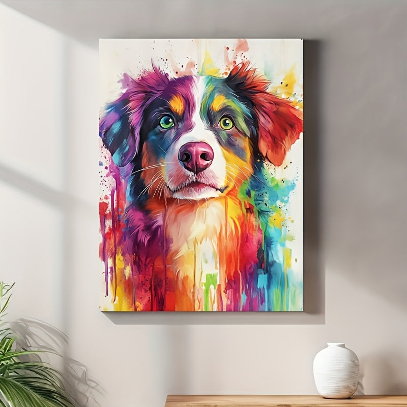 Personalized Pet Portrait Canvas Print – Custom Watercolor Ink-Wash Painting of Your Cat or Dog from Photo, Frameless Wall Art Poster for Home Decor, Christmas, Halloween & Pet Birthday Gift, 2 Sizes