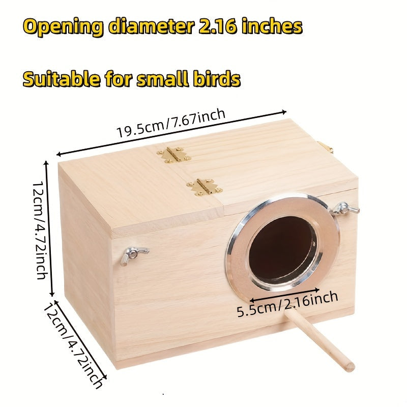 Wood Bird Nesting Box for Parakeets Budgies & Cockatiels Natural Wooden Breeding Box Cozy Bird Cage Accessory – Safe Nesting Habitat for Small Pet Birds
