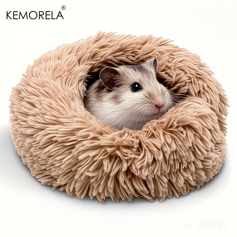 Ultra-Soft Plush Small Pet Nest – Cozy Warm Hamster Sleeping Bed with Non-Slip Bottom & Insulated Padding, Round Fluffy Hideout for Guinea Pigs, Hamsters & Small Animals, Light Blue