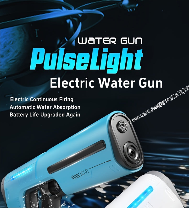 Electric Water Gun Auto-Fill with LED Pulse Light – 40ft Long Range Rapid-Fire Squirt Gun, USB Rechargeable 240-Shot Tank, Water Blaster for Kids & Adults, Pool Beach Backyard Summer Fun