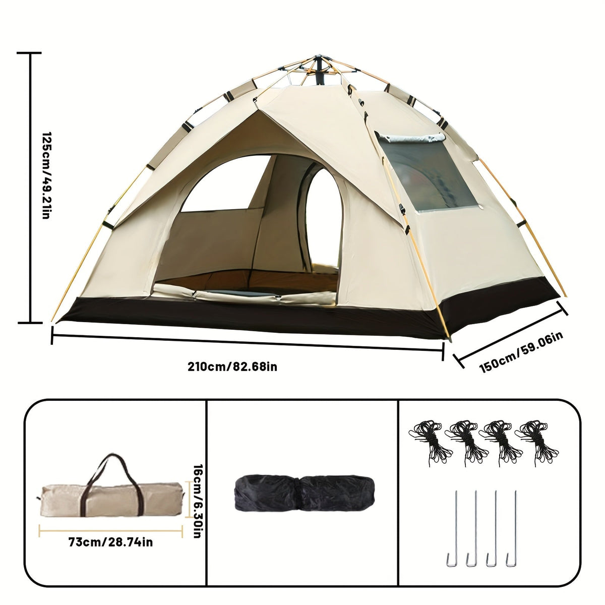 Automatic Instant Setup Camping Tent 1-4 Person All-Season Windproof Lightweight Tent with Dual Doors & Mesh Windows for Camping Hiking Travel – Durable Portable Outdoor Shelter