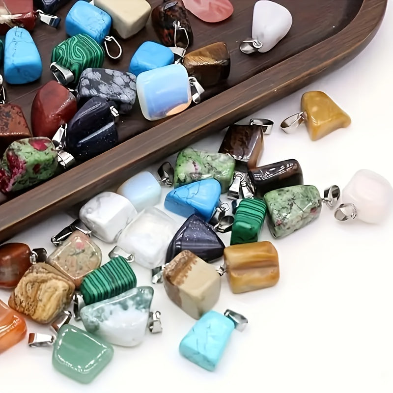 30 Pcs Natural Agate Stone Pendants for Jewelry Making – Irregular Boho Style, Mixed Colors, DIY Necklace & Bracelet Charms – Perfect for Crafters & Gift Giving