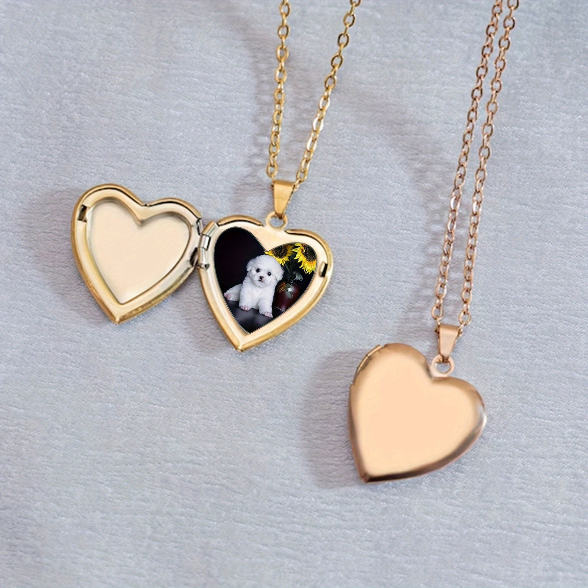Custom Pet Photo Locket Necklace – Personalized Openable Heart Pendant with Dog & Cat Picture, Memorial Keepsake Jewelry & Sympathy Gift for Pet Loss