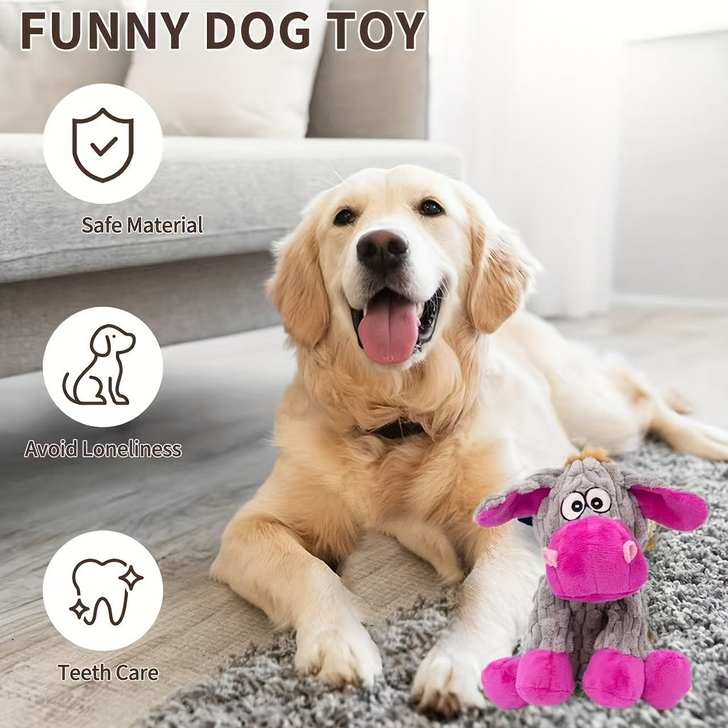 Pink Donkey Squeaky Plush Dog Toy – Cute Noisy Stuffed Animal Chew Toy for Small & Medium Dogs, Soft Interactive Bite Doll for Puppies, Fun Gift for Dog Lovers and Pet Play