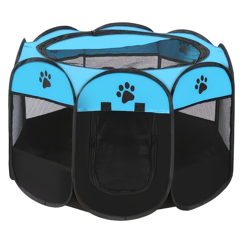 Octagonal Foldable Pet Fence Tent All-Seasons Kennel & Cat Bed – Scratch-Resistant Oxford Cloth Dog Cage for Puppies & Cats, Indoor Outdoor Camping Travel Playpen, Portable Collapsible Pet House