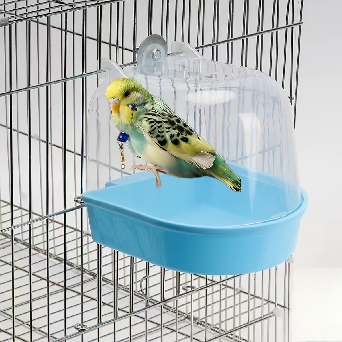 Parrot Bird Bath Tub Transparent Anti-Splatter Durable PP with Handles for Budgies Cockatiels Lovebirds Parakeets – Easy Clean Portable Bird Bathing Basin