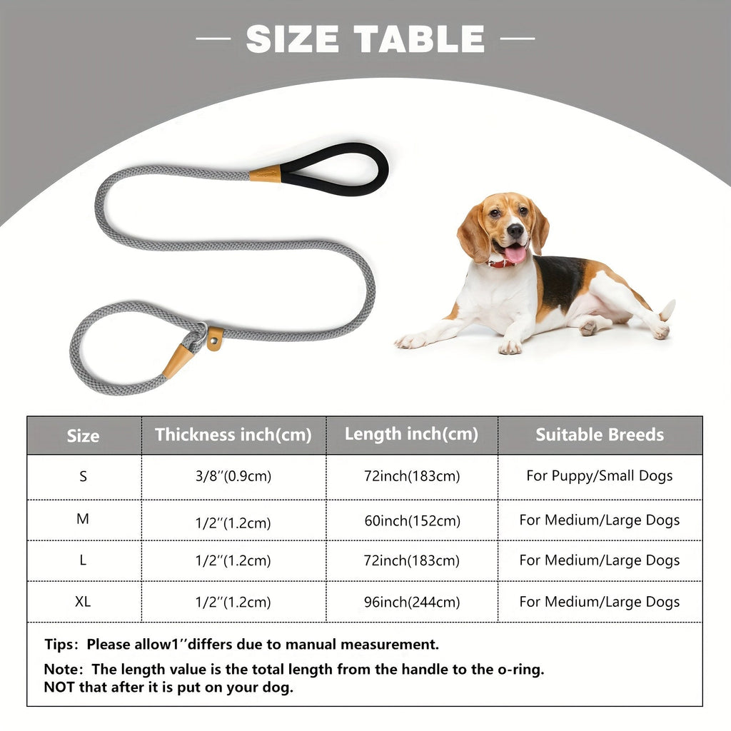 Durable Nylon Dog Leash for Small Medium Large Dogs - Heavy Duty Woven Training Leash S-XL, 8 Colors, Strong Comfortable Handle Dog Walking Lead