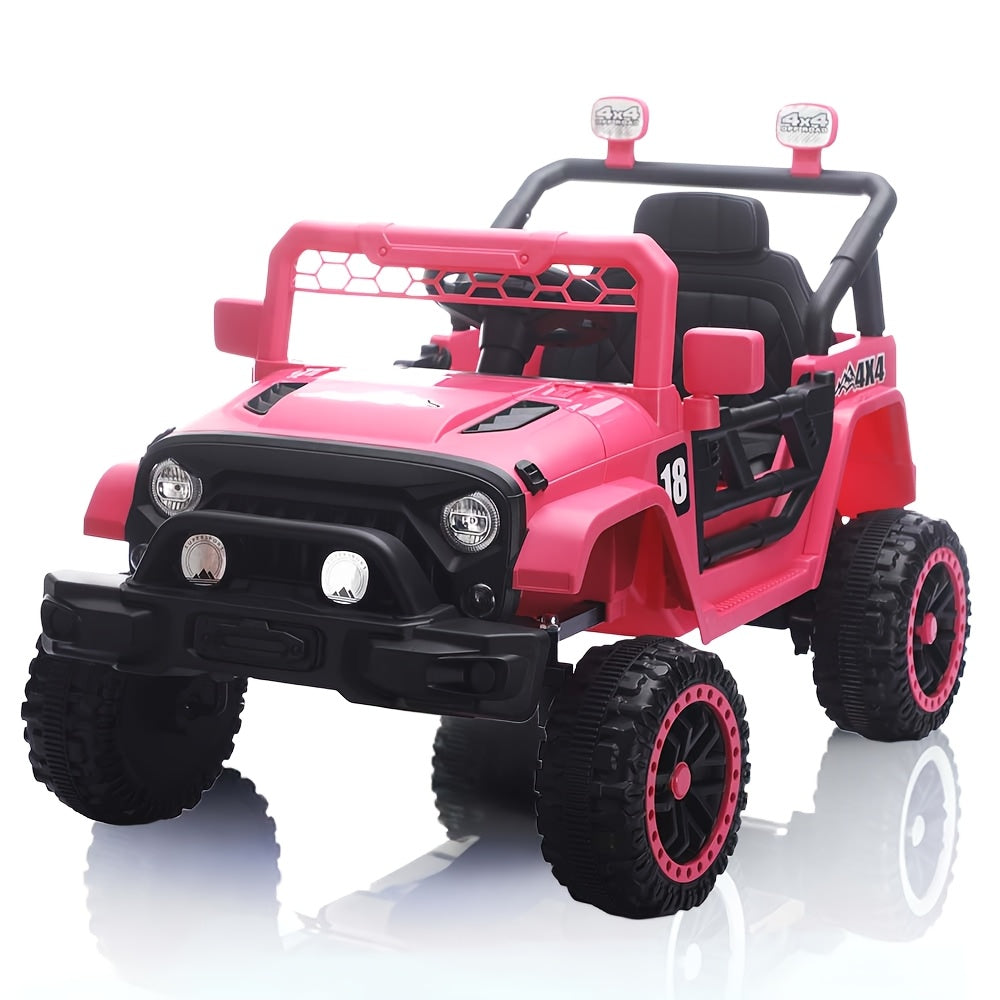 12V Kids Ride-On Car with Parent Remote Control – Battery Powered Electric Vehicle with Spring Suspension, LED Lights, Music Player, Seat Belt, for Boys & Girls Ages 3-8