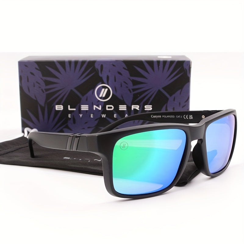 Men's Polarized Vintage Square Sunglasses UV400 with Mirror Coating – Classic Fashion Driving Eyewear in 8 Colors, Blue, Black, Green, Red, Purple, Silver & More