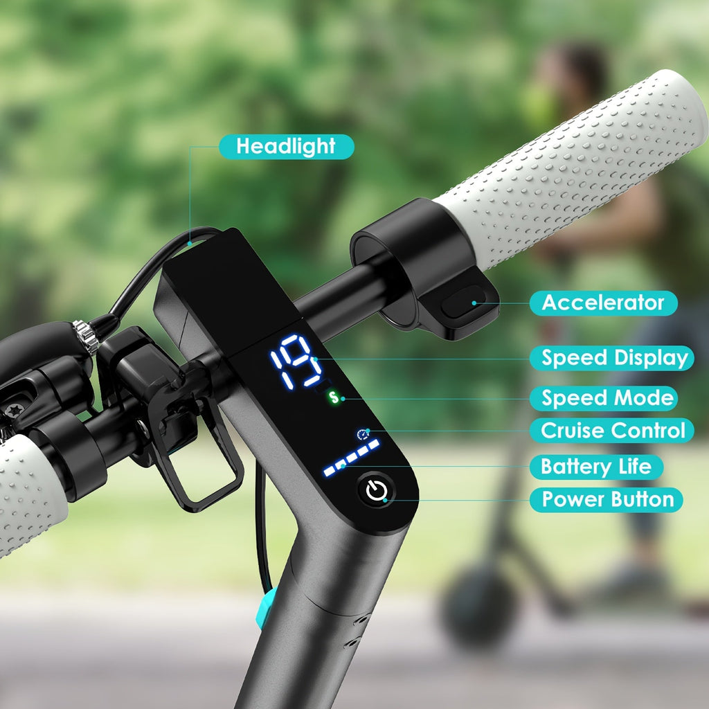 Foldable Adult Electric Scooter 350W Motor 8.5 Inch Solid Tires 15-20 Miles Long Range with Dual Braking & LED Display – Lightweight Commuter E-Scooter for Adults