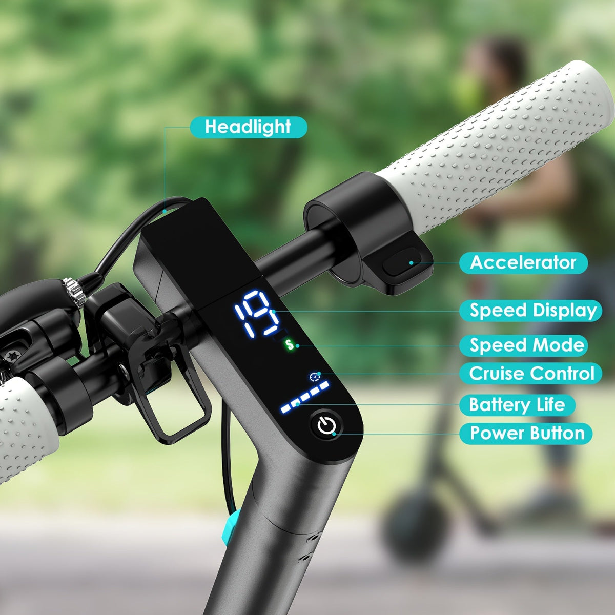 Foldable Adult Electric Scooter 350W Motor 8.5 Inch Solid Tires 15-20 Miles Long Range with Dual Braking & LED Display – Lightweight Commuter E-Scooter for Adults