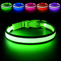 LED Dog Collar USB Rechargeable with 6 Color Lights - Adjustable Soft Mesh Safety Collar for Small Medium Large Dogs, Glowing Night Visibility Dog Collar for Nighttime Walking, Durable & Stylish