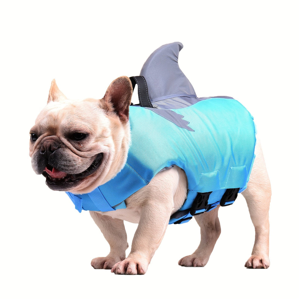 Shark Shape Dog Life Jacket for Swimming, Reflective Adjustable Pet Safety Vest with Rescue Handle for Small to Large Dogs, Lightweight Dog Life Preserver for Pool Beach Lake Boating, XS to XXL