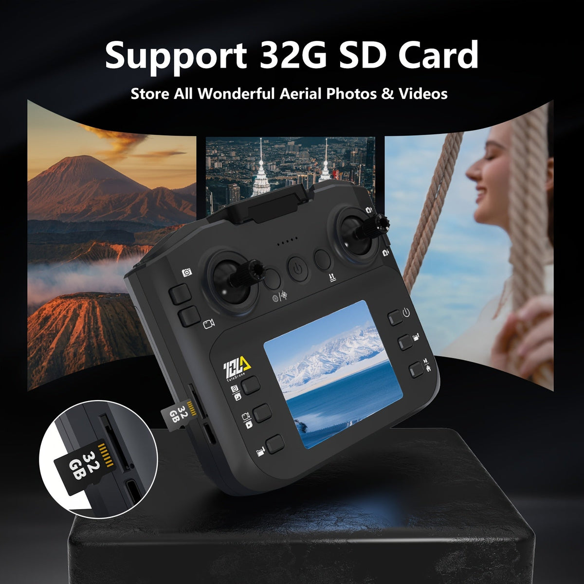 TD12LCD Drone with LCD Screen Remote Control Brushless Motor Dual Camera WiFi FPV Foldable Quadcopter for Adults Beginners 3D Flips Headless Mode One-Key Takeoff SD Card Support
