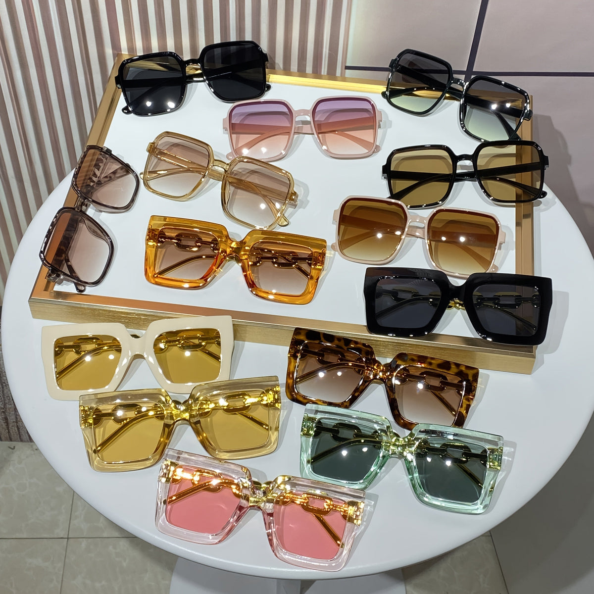 14 Pcs Women's Square Glasses Set – Chic Tinted Lenses, Minimalist Plastic Frames, Fashion Eyewear for Parties, Festivals & Everyday Style, European American Trendy Design