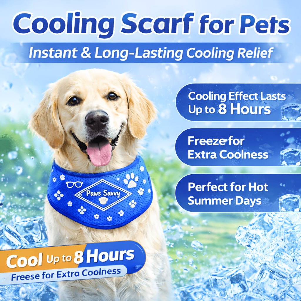 Cooling Dog Scarf for Summer - Super Absorbent PVA Instant Ice Cool Bandana, Breathable Adjustable Neck Wrap for Small Medium Large Dogs, Outdoor Heat Relief Pet Accessory (7-27 inch Neck Girth)