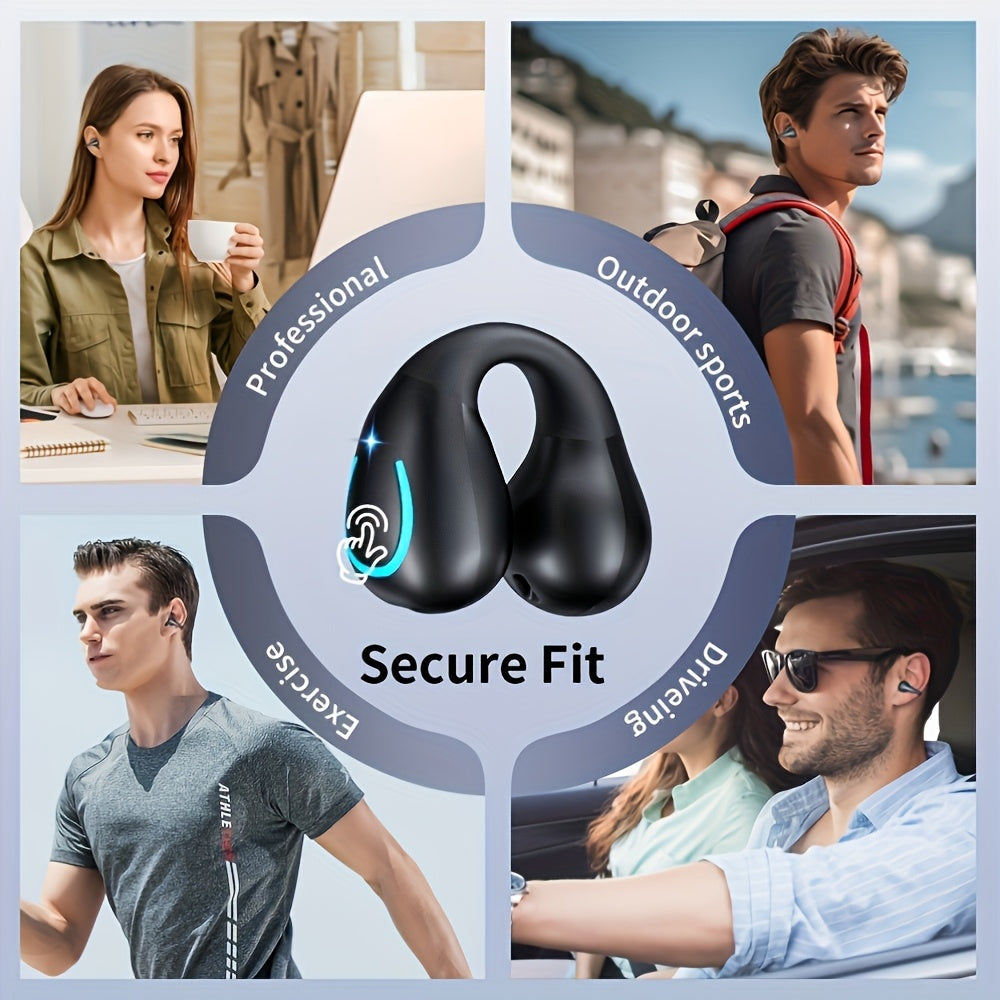 Open-Ear Wireless Earphones Bluetooth 5.4 TWS 360 Degree Ambient Awareness ENC Clear Calls Touch Control All-Day Comfort Sport Fitness Earbuds Secure Fit Truly Open Design