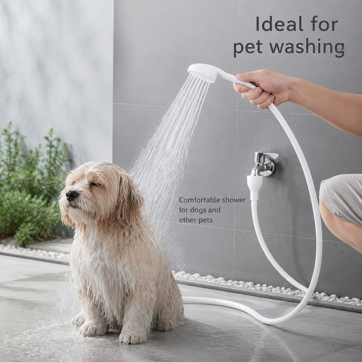 Wall-Mounted Handheld Spray Nozzle & Faucet Hose – 2-Pack Flexible Manual Shower Sprayer for Pet Bathing, Backyard, Garden & Yard Cleaning, Easy Faucet Attachment