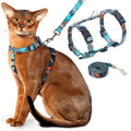 Escape-Proof Cat Harness and Leash Set Adjustable Soft Lightweight Chest Harness for Cats Comfortable Safe for Walking Traveling Small Medium Large Cats Kittens