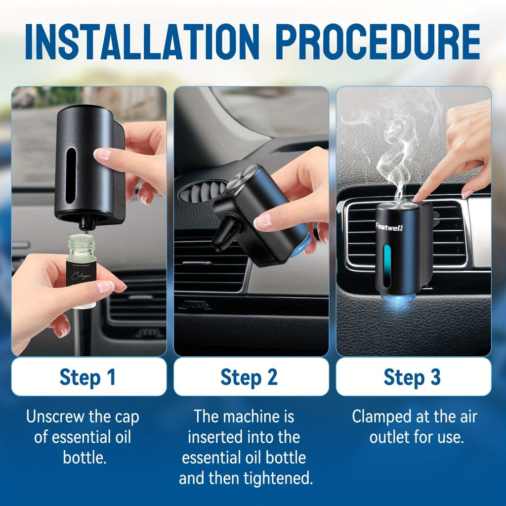 Car Essential Oil Diffuser Aromatherapy Air Freshener Smart Humidifier 3 Adjustable Mist Modes Fragrance Scent Diffuser for Vehicle Dashboard Interior