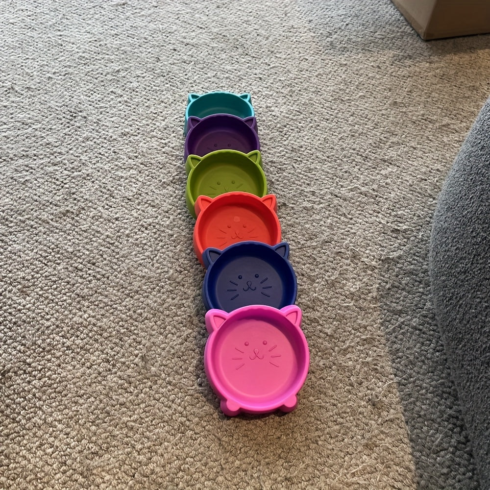 6-Pack Colorful Cat Face Pet Bowls, Durable Plastic Food & Water Dishes for Cats & Small Dogs, Easy-Clean Small Pet Feeding Bowls for Indoor Outdoor Use, Cat Birthday Party Bowls, Assorted Colors
