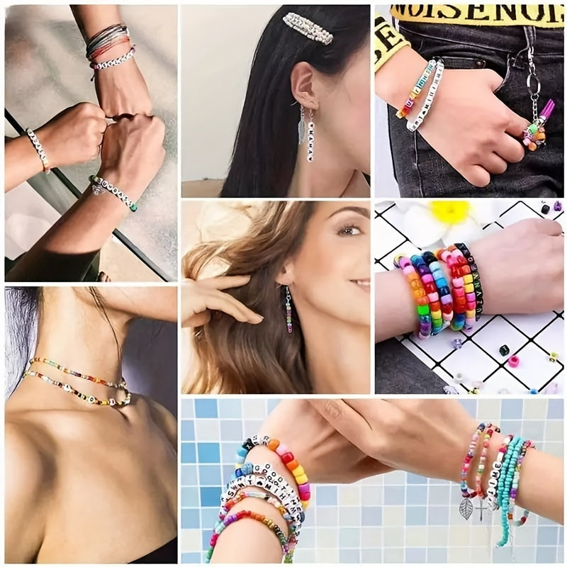 DIY Jewelry Making Kit 4655pcs Beads Bracelet Necklace Earring Set with 3-Tier Organizer Box Letter Charms Tools Gift for Girls Women