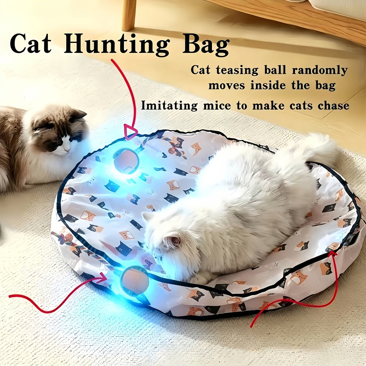 Electric Cat Teaser Ball with Hunting Cover - Smart Self-Entertaining Interactive Cat Toy, Scratch & Bite Resistant Hideaway Ball, Lightweight Quiet Auto-Moving Toy for Cats & Dogs, Great Pet Gift